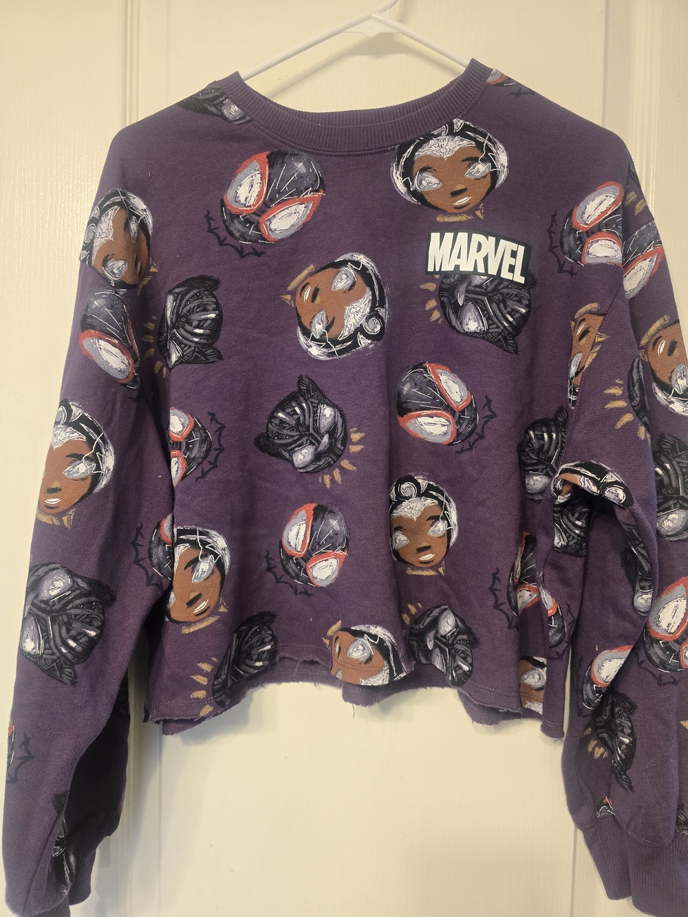 Marvel Artist Series x Nikkolas Smith Black Panther/SpiderMan cropped sweatshirt